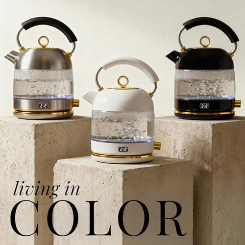 Stainless Steel Electric Kettle with Temperature Control - BPA and Plastic Free Electric Kettle with Keep Warm Function, Borosilicate Glass - Fast 1500W Hot Water Boiler, Auto Shut-Off 6