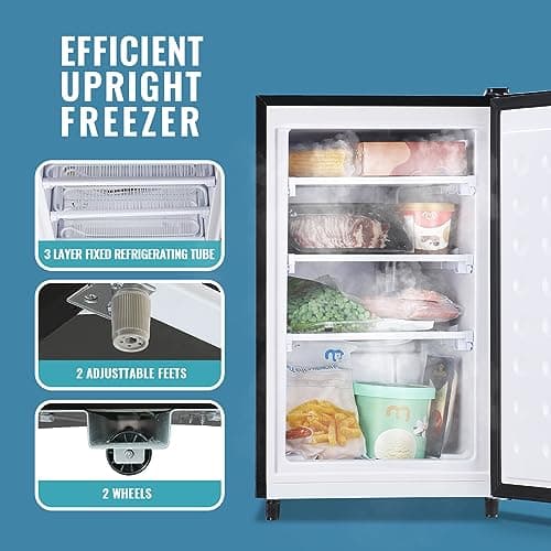 DEMULLER Freezer 3.2 Cu.ft Single Door Freestanding Freezer with Adjustable Thermostat for Kitchen, Apartment, Basement, Dorm, Black 4