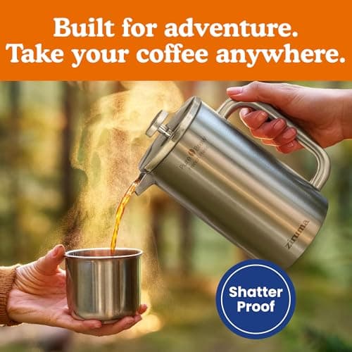 Ziruma Non-Toxic French Press, Surgical Stainless Steel Coffee Press, Plastic-Free, Heavy Metal-Free, No Endocrine Disruptors, 34 Oz, Double Wall, 4-Layer Filter, Portable Coffee Maker 9