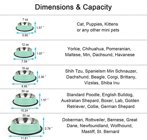 Podinor Stainless Steel Dog Bowls, Food and Water Non Slip Anti Skid Stackable Pet Puppy Dishes for Small, Medium and Large Dogs (2 Pack) 6
