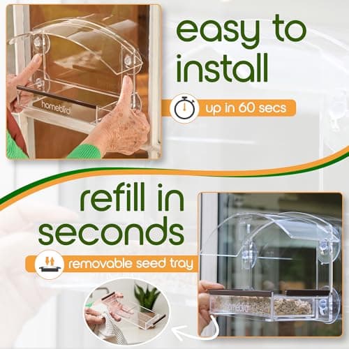 Window Bird Feeder with Strong Suction Cups - (Upgraded 2026 Model) Clear Acrylic Feeder Window for Cats Bird House Gift 5