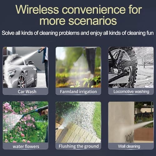 Cordless Pressure Washer, 980PSI Brushless Motor Portable Pressure Washer with 2 x 4.0Ah Batteries, LED Touch Screen, 6-in-1 Nozzle for Watering, Cleaning, Car Washing, Floor Washing 7