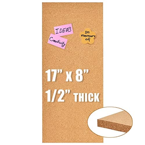 Aitakatta 17x8 Corkboard Tiles Bulletin Board, 1/2" Thick Self-Adhesive Cork Boards for Walls, Cork Tiles Vision Board for Home, Office, School, Bulletin Board Decorations(12mm,1pc)