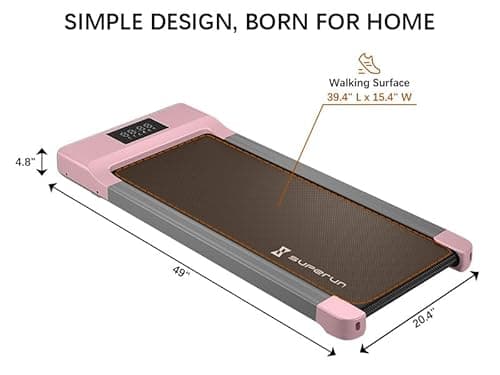 MJWW Walking Pad,Smart Under Desk Treadmill, Portable Treadmills for Home/Office,Walking Pad Treadmill with Remote Control, LED Display,300 lbs Capacity (Pink) 7