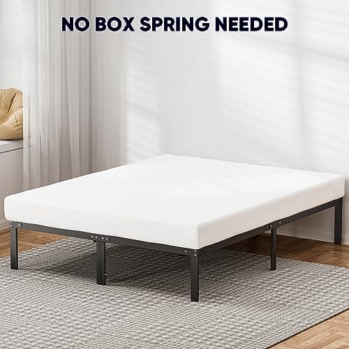 Sweetcrispy Queen Bed Frame - Metal Platform Bed Frames Queen Size with Storage Space Under Frame, Heavy Duty, 14 Inches, Sturdy Steel Slat Support, No Box Spring Needed 6