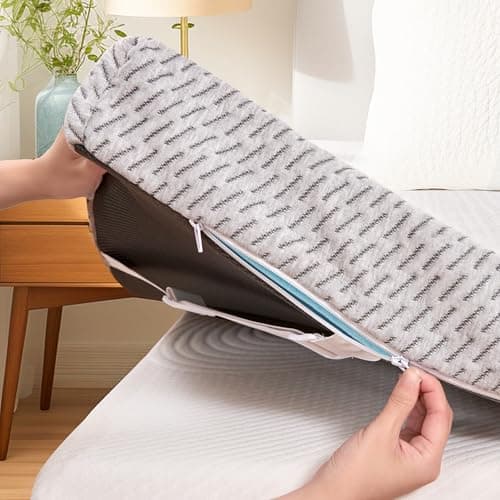 Subrtex Cover for Mattress Topper Queen Size 2 Inch (Only Cover) Mattress Topper Protector Bedding Removable Encasement with Zipper Closure 5