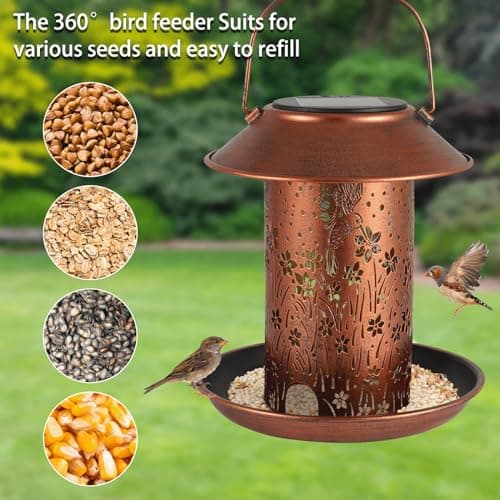 Bird Feeders for Outdoors Hummingbird Solar Lanterns Outdoor Waterproof Hanging Garden Decor Birthdays for Women Mom Metal Solar Decoration Outside for Yard, Patio, 5