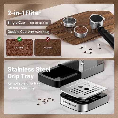 KEENSTAR Espresso Coffee Machine with Milk Tank, 20Bar Hot & Iced Coffee Machine with Rapid Cold Brew, Touch Screen Espresso Maker with Steam Wand for Coffee Lover 8