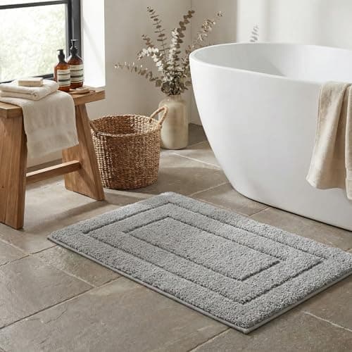 GRANNY SAYS Gray Bathroom Rugs, Bath Mats for Bathroom Non-Slip, Super Soft and Water Absorbent, Microfiber Bath Rugs, Machine Wash Dry, Bath Rugs for Floor, Tub and Shower, 16" x 24"