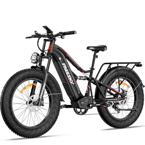 FREESKY Swift Horse Pro 2025 Electric Bike with 2000W BAFANG Motor, 48V 30Ah Battery, 26" Fat Tires, Up to 35MPH &120-Mile Range, Full Suspension Mountain EBike for Adults, Rear Rack &Full Fenders