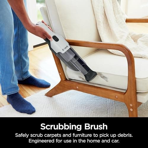 Shark Cyclone PET Handheld Vacuum with, HyperVelocity Suction, Powerful Pet Hair Pickup, Lightweight, XL Dust Cup, Including Upholstery Tool, 8" Crevice Tool, Scrubbing Brush, Pearl White, AA701 7