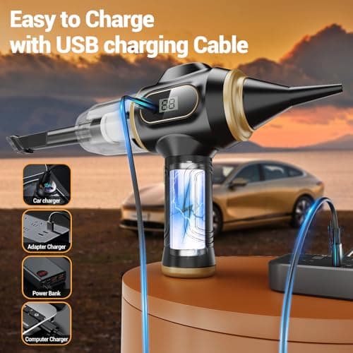 Scstartx Portable Car Vacuum Cordless Mini Handheld Vacuums Cleaner Rechargeable with LCD Display and Multi-Nozzles, High Power Hand held Cleaners for Car, Home, Office, Sofa, Pet Hair,Keyboard 6