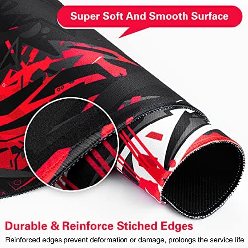 Canjoy Gaming Mouse Pad 31.5x15.8inch Extended XXL Large Mouse Pad Big Computer Keyboard Mouse Mat Desk Pad with Non-Slip & Rubber Base & Stitched Edge 5
