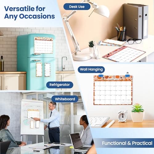 2025.7-2027.6 Magnetic Calendar for Refrigerator with 2 Pack Magnetic Note Pad for Fridge, 2 Year from July 2025 to June 2027 with Seasonal Patterns, Aesthetic Magnet Wall Calendar, 24 Monthly Refrigerator Calendars -- 11''*8.5'' 6