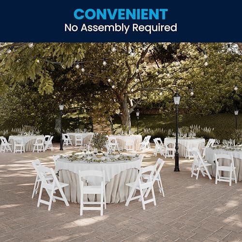 Flash Furniture Hercules Series Folding Chair - White Resin - Set of 4 800LB Weight Capacity Comfortable Event Chair - Light Weight Folding Chair 12