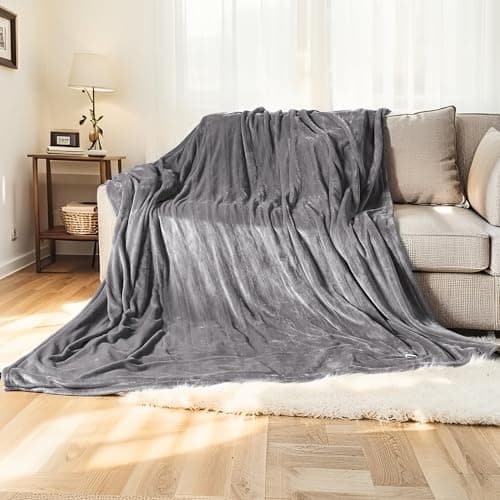 RALYSUN Electric Blanket Full Size 72" x 84" Flannel Heated Blanket,10 Hours Timer Auto-Off,4 Heating Levels, for Bedroom Office Couch, Grey 5