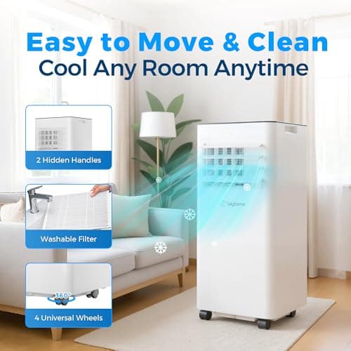 10,000 BTU Portable Air Conditioners with WiFi, 3-in-1 Air Conditioner for Room&Garage– Portable AC Unit with Cool, Dehumidifier&Fan, with Remote/Sleep Mode/Child Lock/24 Hrs Timer/Self Evaporation 5