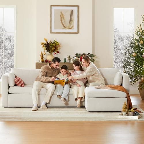CHITA Oversized Modular Sectional Sofa, FSC Certified L Shaped Sectional Couches for Living Room, 112 inch Width,4 Seat Modular Sofa with Storage Ottoman, Linen 7