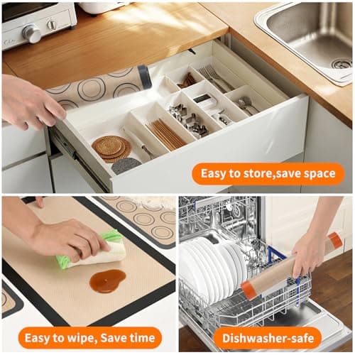 Luckyiren 2-Pack Silicone Baking Mats – Non-Stick Reusable BPA-Free Oven Liners, 100% Food-Grade Silicone, Fit Half Sheet Pans (16.54" x 11.62") for Cookies, Pastry & More 5