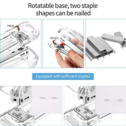 Office Supplies Set Desk Accessory Kit, Acrylic Stapler Set Staple Remover, Tape Dispenser, Binder Clips, Paper Clips, Ballpoint Pen and Scissor with 1000 Pieces 26/6 Staples (Silver) 5