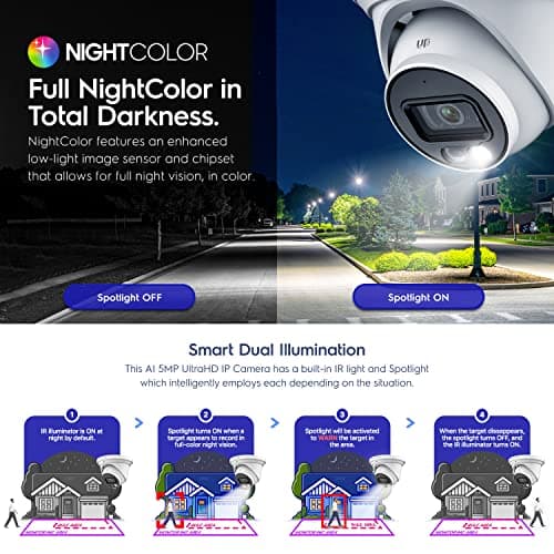 Amcrest 5MP AI Turret IP PoE Camera w/ 49ft Nightvision, Security IP Camera Outdoor, Built-in Microphone, Human & Vehicle Detection, Active Deterrent, 129° FOV, 5MP@20fps IP5M-T1277EW-AI 5