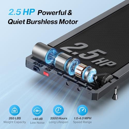 WELLFIT Walking Pad, Under Desk Treadmill with Incline, Portable Walking Pad Treadmill for Home and Office with APP & Remote Control and LED Display, 265 lbs Capacity 5