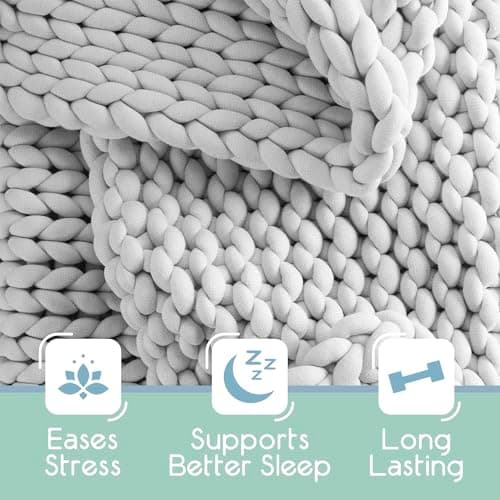 Vellux Weighted Throw Blanket, 9lbs - Full Size - Chunky Knit Blanket - Soft & Breathable - Home Decor Cozy Blanket for Couch, Sofa and Bed – Grey 5