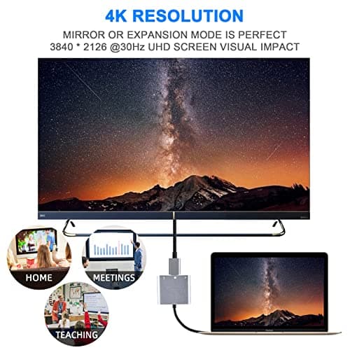 Battony Multiport AV Adapter with 4K HDTV Output USB 3.0 Port & USB-C Fasting Charging Port Compatible for MacBook Pro M1/16-20 Air M1/18-20 Ipad pro iMac and Other usbc Devices 5