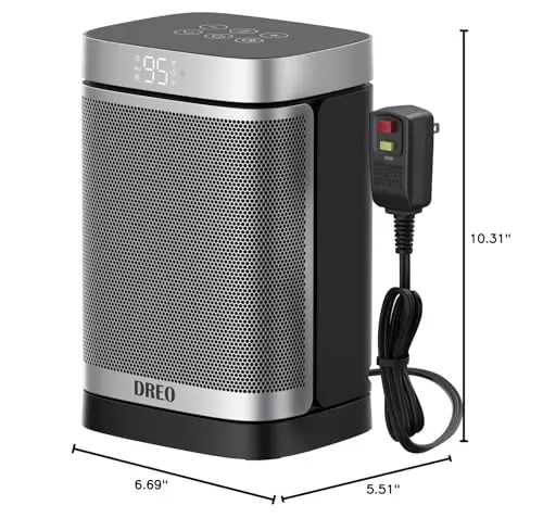 DREO Space Heater for Bathroom and Indoor, Portable Heater, 1500W Safe and Quiet PTC Ceramic Heater, 41-95°F Digital Thermostat, 70°Oscillating, Remote, ALCI Safety Plug, 12h Timer, 5 Modes 10