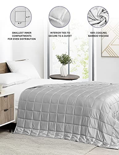 YnM Cooling Weighted Blanket — 100% Cooling Oeko-Tex Certified Material with Premium Glass Beads (Light Grey, 48''x72'' 20lbs), Suit for One Person(~190lb) Use on Twin/Full Bed 5