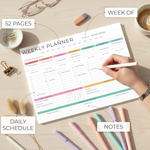 Beautiful Weekly Planner - The Perfect Undated To Do List Notepad with 52 Sheets - Aesthetic Calendar Pad & Office Desk Supplies For Women to Effectively Organize Your Work or Home Tasks 6