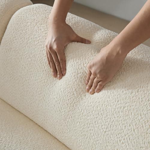 YOPENG 135.4" Curved Sofa Luxury Couch for Living Room, Modern Beige Sectional Sofas, Oversized Boucle Couches with Chaise, Deep Couch, Comfy Minimalist Sofa for Home Office Apartment, Right Facing 6