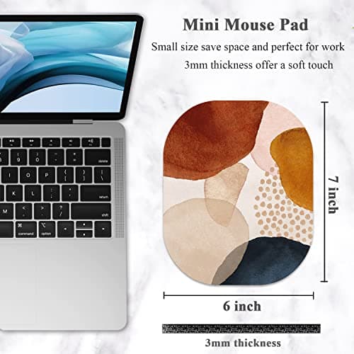 Atufsuat Small Mouse Pad 6 x 7 Inch, Oval Mini Mouse Pad with Non-Slip Rubber Base, Waterproof Compact Mouse Mat for Laptop Computer Wireless Mouse Keyboard Tray Home Office Travel, Abstract Marble 2