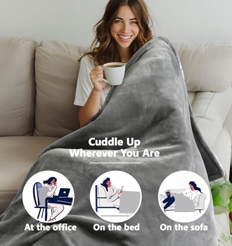 Flannel Electric Blanket King Dual Control, Heated Blanket with 20 Heat & 10 Timer Settings, Auto Shut-Off & Overheat Protection, Machine Washable, ETL Certified, 90x100 in, Gray 5