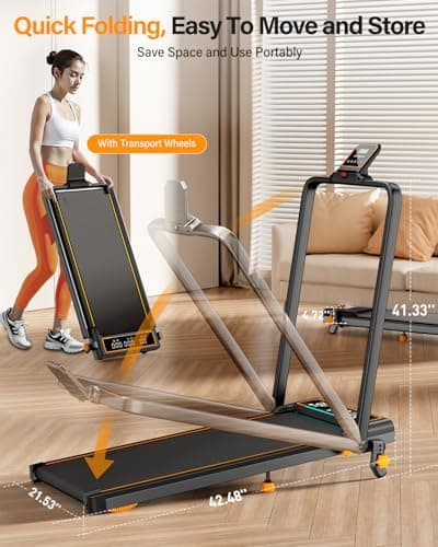 Treadmill Walking Pad with 15% Incline/Handle Bar/2 LED Display, 3.5HP Portable Treadmills for Home Small, Foldable Walking Pad Treadmill 350+lb Capacity, Smart App, 4 Adjustable Incline, RGB Light 7