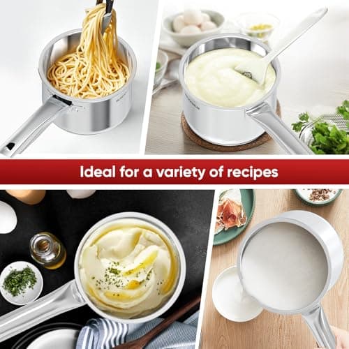 Sunhouse – 2 Quarts Stainless Steel Sauce Pan with Lid - PFOA-FREE, Stainless Steel Sauce Pan, Advanced Impact Bonding Induction Base, Stay-Cool Handle, Compatible with All Cooktops 8