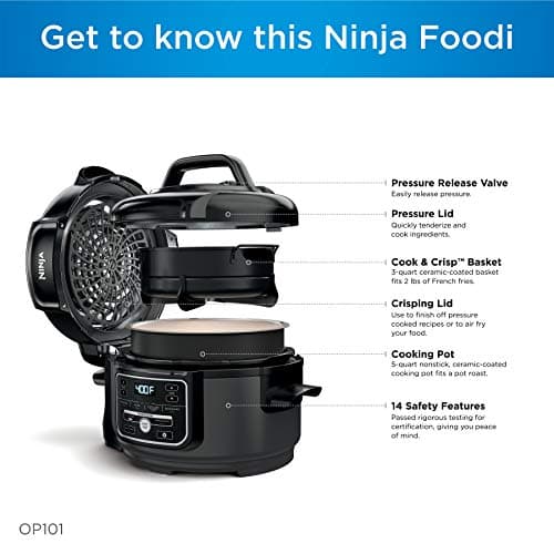 Ninja Foodi 7-in-1 Pressure, Slow Cooker, Air Fryer and More, with 5-Quart Capacity and 15 Recipe Book Inspiration Guide, and a High Gloss Finish 5