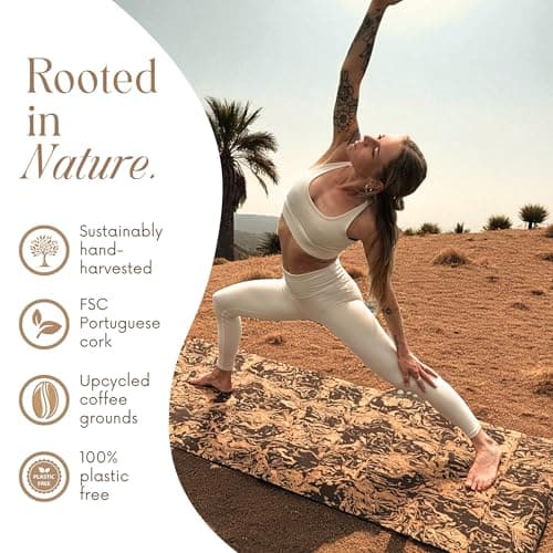 Boho Flow Deluxe Coffee Cork Yoga Mat XL | Caffè Core Limited Edition – Extra Large 72" x 26" and Eco-Friendly | Revolutionary Design with Natural Rubber Backing | 5mm Thick Cushion | Stylish Handmade Macramé Bag 5