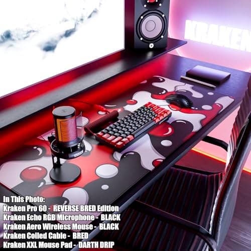 Kraken Gaming Mouse Pad Large Red XXL Mouse Pad for Gaming - Desk Mat for Keyboard - Thick Artisan Mousepad for Desk (Darth Drip) 5