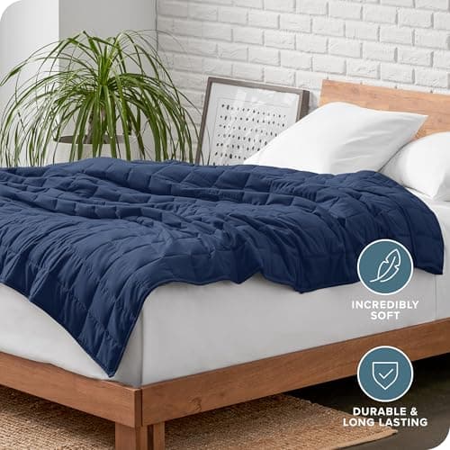 Bare Home Weighted Blanket All-Natural 100% Cotton with Nontoxic Glass Beads 40"x60" 10lbs, Dark Blue 5