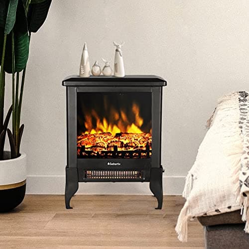 TURBRO Suburbs TS17 Compact Electric Fireplace Stove, 18” Freestanding Stove Heater with Realistic Flame - CSA Certified - Overheating Safety Protection - for Small Spaces - 1400W 9