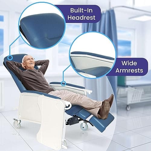 Bariatric Medical Recliner Chairs for Elderly - Geri Chair Recliner with Wheels, Tray, and Elevating Legrests for Seniors - 500 lbs Weight Capacity 7