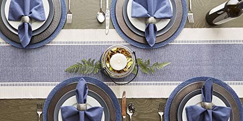 DII Dobby Stripe Woven Table Runner, 13x72-inch, French Blue 8