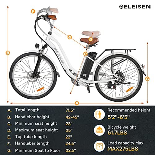 Electric Bikes for Adults, 1000W Peak Electric City Cruiser 25Mph Step-Thru Electric Bicycle, 48V 696Wh/36V 450Wh Removable Battery, 26" Ebikes for Adults, Professional 7-Speed(Fits for 5.2Ft-6.3Ft) 6