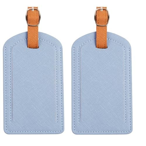 Premium Colored Luggage Tags for Luggage, Travel Bags and Suitcases by Adventure Goods - Light Blue (Pack of 2)