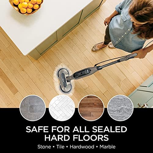 Shark S7001 Mop Scrub & Sanitize at The Same Time, Designed for Hard Floors, with 4 Dirt Grip Soft Scrub Washable Pads, 3 Steam Modes & LED Headlights, Gold (Renewed) 7