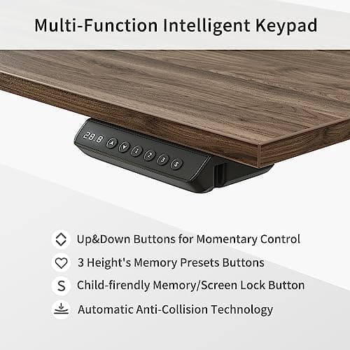 FEZIBO L Shaped Standing Desk, 63 inch Executive Standing Desk, Adjustable Height Desk with Storage Drawers for Home Office, Deep Wood Grainy 7