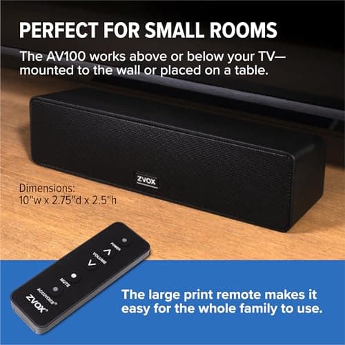 ZVOX AccuVoice AV100 Compact TV Soundbar Speaker with 6 Levels of Voice Boost, Black 6