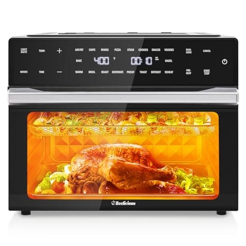 Beelicious® Pro 32QT Extra Large Air Fryer, 19-In-1 Air Fryer Toaster Oven Combo with Rotisserie and Dehydrator, Digital Convection Oven Countertop Airfryer Fit 13" Pizza, 1800w (Black)