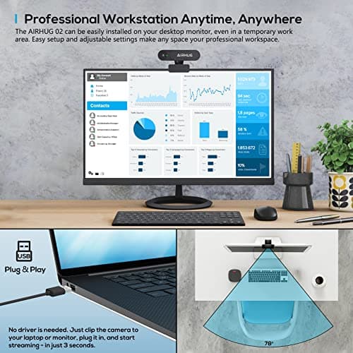 Webcam No Mic with Privacy Cover, USB Web Cam for Computer and Laptop Plug & Play, Web Camera Without Audio, 78° Wide-Angle,for Streaming and Conferencing (2K Webcam No Mic) 7